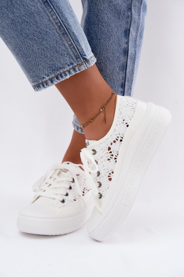 Weiße Freizeitschuhe mit Plattform und Ausschnitten Lee Cooper LCIN-26-44-4485 2