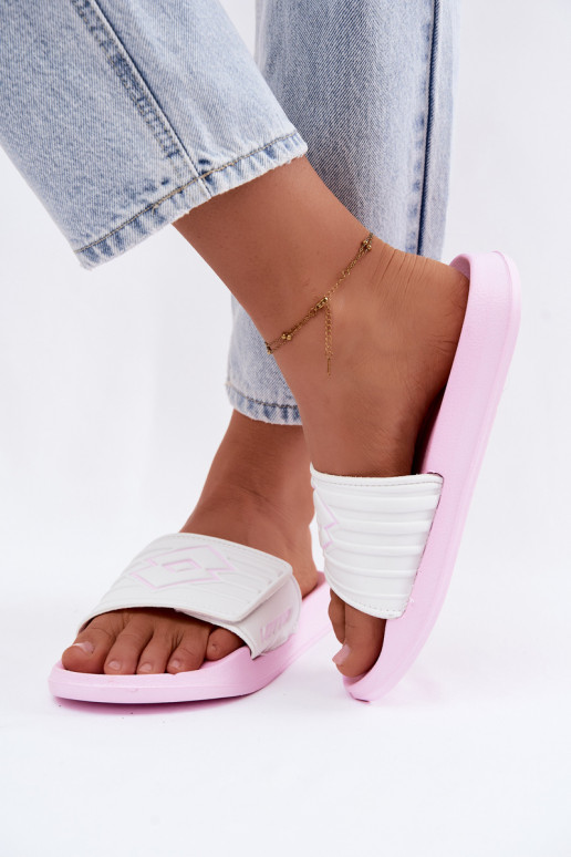 Rosa-weiße Damen Hausschuhe LOTTO FLYDE 2400941U-4110
