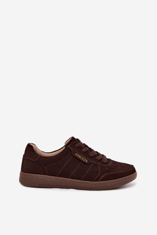 Herren-Sneaker aus Kunstveloursleder Vinceza 79635 schokoladenfarbe
