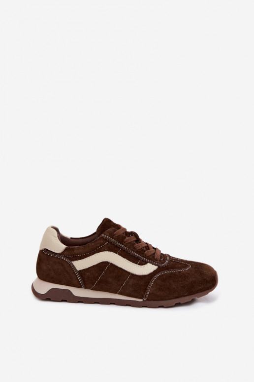 Herren-Sneaker mit Plattform aus Kunstveloursleder schokoladenfarbe