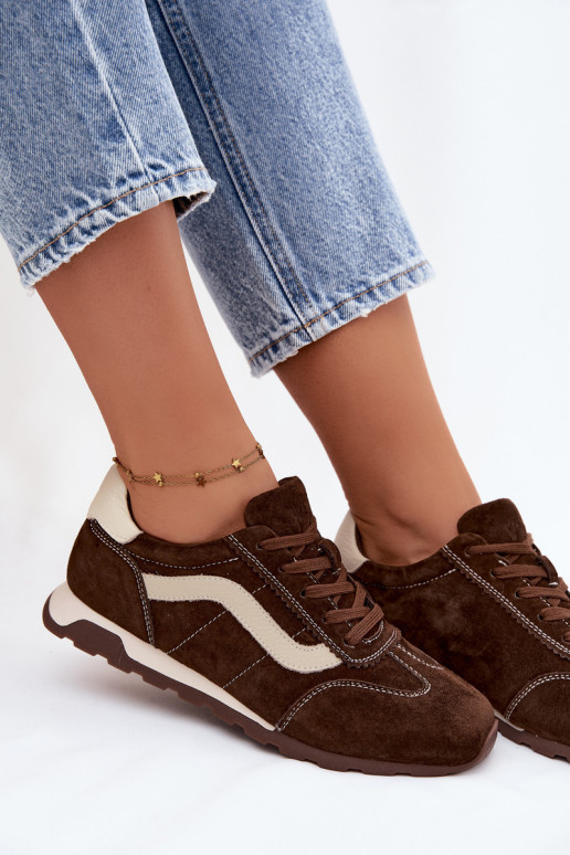 Herren-Sneaker mit Plattform aus Kunstveloursleder schokoladenfarbe