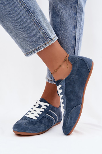 Herren-Sneaker aus Kunstveloursleder Sombra blaue Farbe 2