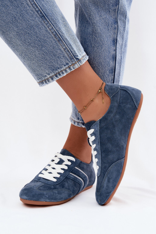Herren-Sneaker aus Kunstveloursleder Sombra blaue Farbe