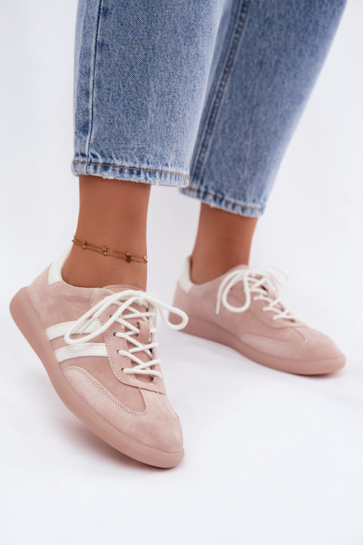 Herren-Sneaker aus Kunstveloursleder Ismina rosa Farbe