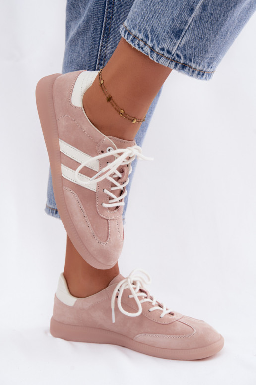 Herren-Sneaker aus Kunstveloursleder Ismina rosa Farbe