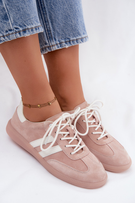 Herren-Sneaker aus Kunstveloursleder Ismina rosa Farbe