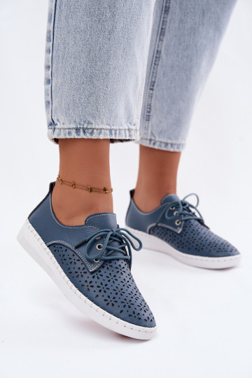 Dunkelblaue Damenschuhe mit Ausschnitten Softie