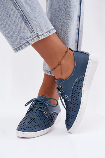 Dunkelblaue Damenschuhe mit Ausschnitten Softie 2