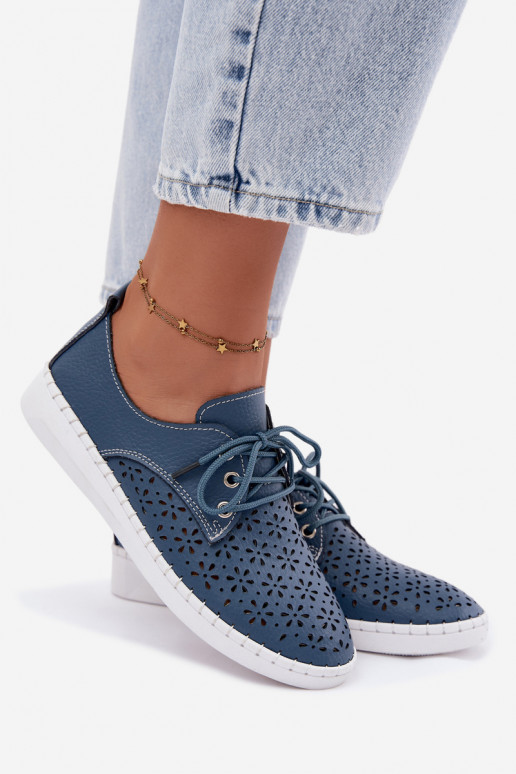 Dunkelblaue Damenschuhe mit Ausschnitten Softie