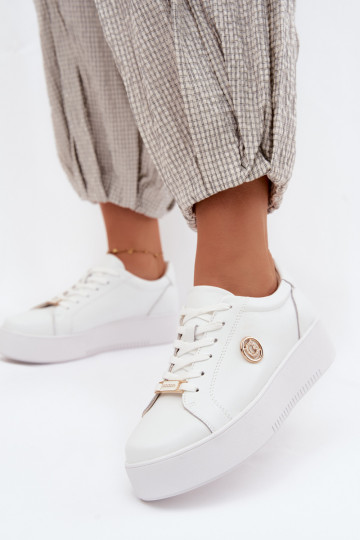 Weiße Damensneaker mit Plattform Dainty