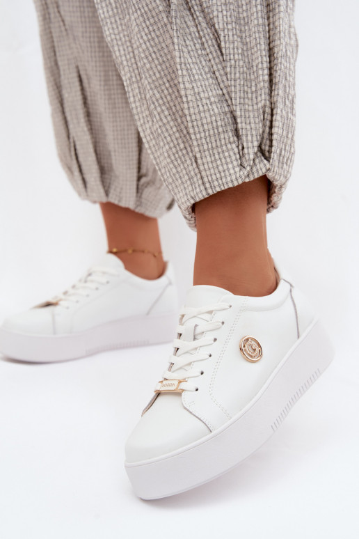 Weiße Damensneaker mit Plattform Dainty