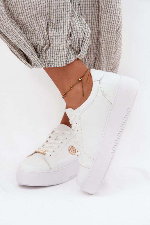 Weiße Damensneaker mit Plattform Dainty