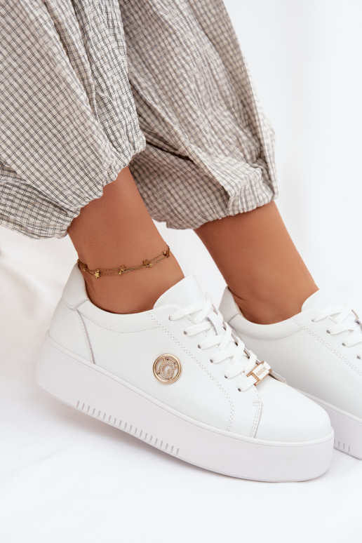 Weiße Damensneaker mit Plattform Dainty