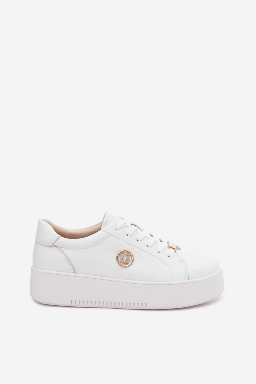 Weiße Damensneaker mit Plattform Dainty