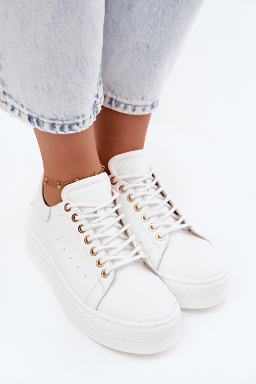 Weiße Damensneaker mit Plattform Zazoo N408S7