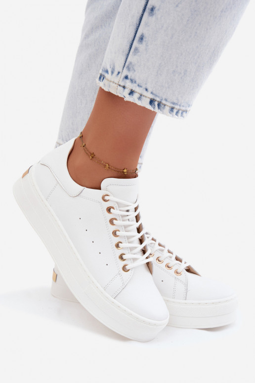Weiße Damensneaker mit Plattform Zazoo N408S7