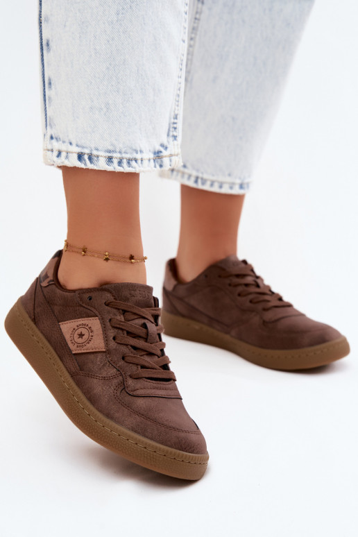 Glänzende Sneaker für Damen Big Star UU274017 in brauner Farbe