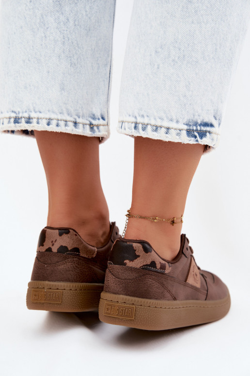 Glänzende Sneaker für Damen Big Star UU274017 in brauner Farbe