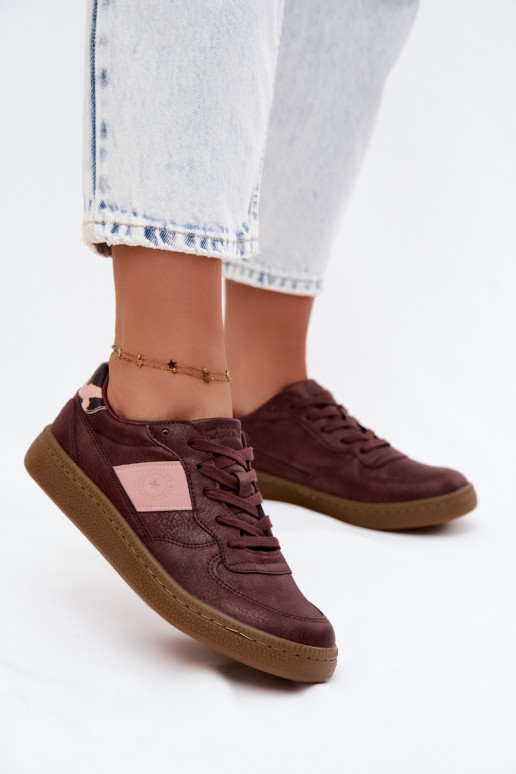 Glänzende Sneaker für Damen Big Star UU274016 in bordeaux Farbe