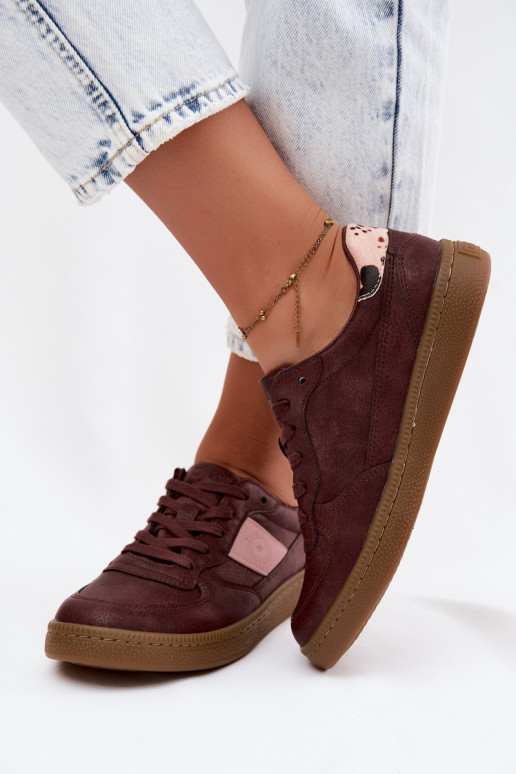 Glänzende Sneaker für Damen Big Star UU274016 in bordeaux Farbe