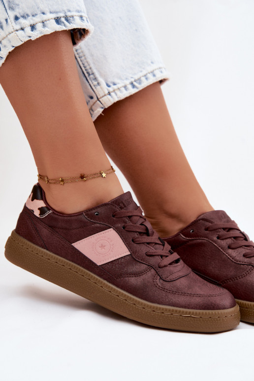 Glänzende Sneaker für Damen Big Star UU274016 in bordeaux Farbe