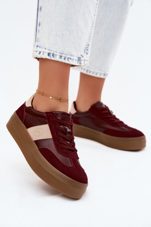 Sneaker für Damen mit Plateau Big Star UU274013 in bordeaux Farbe