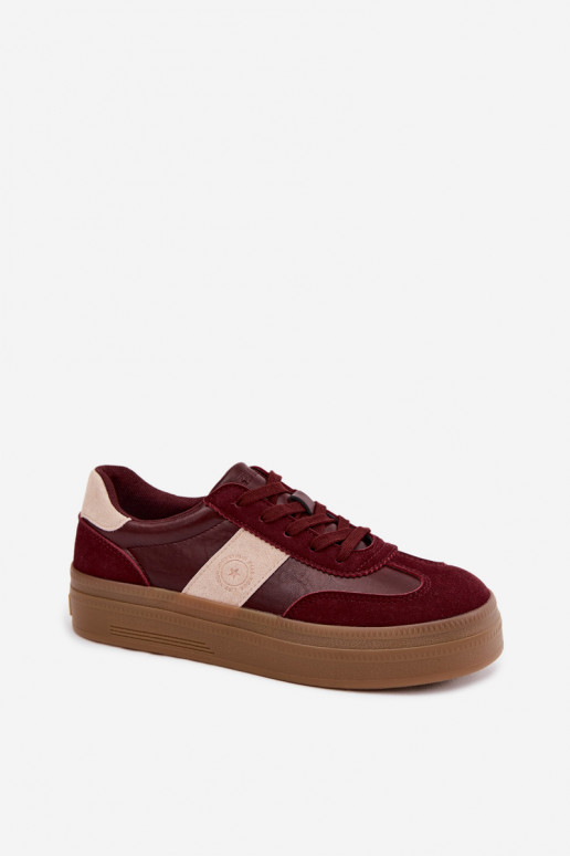 Sneaker für Damen mit Plateau Big Star UU274013 in bordeaux Farbe