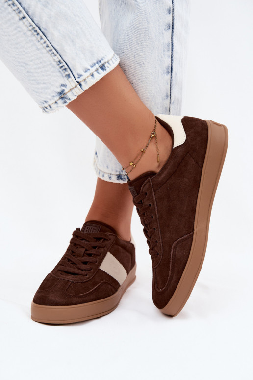 Sneaker für Damen aus Kunstveloursleder Big Star UU274008 in Schokoladenfarbe