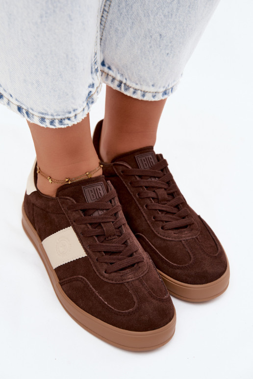 Sneaker für Damen aus Kunstveloursleder Big Star UU274008 in Schokoladenfarbe