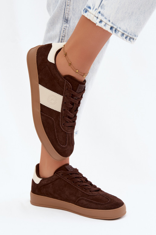 Sneaker für Damen aus Kunstveloursleder Big Star UU274008 in Schokoladenfarbe