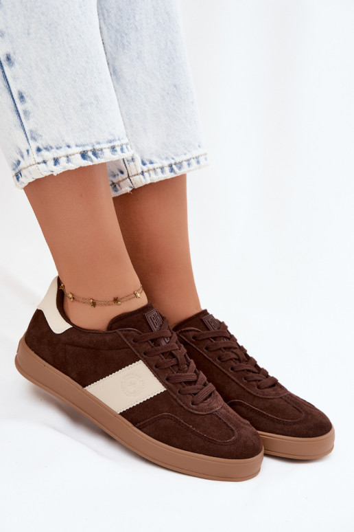 Sneaker für Damen aus Kunstveloursleder Big Star UU274008 in Schokoladenfarbe