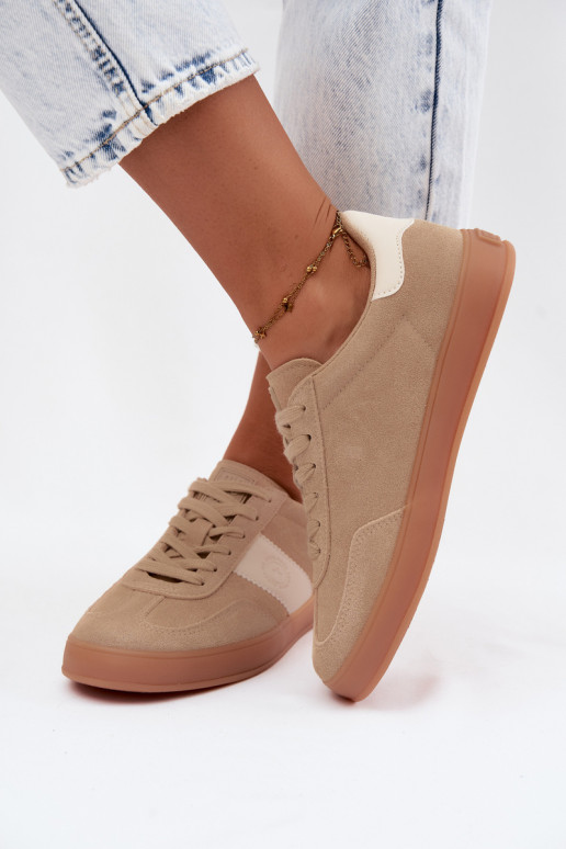 Sneaker für Damen aus Kunstveloursleder Big Star UU274009 in Sandfarbe