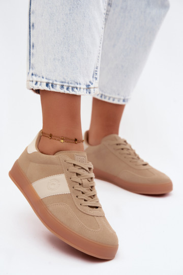 Sneaker für Damen aus Kunstveloursleder Big Star UU274009 in Sandfarbe 2