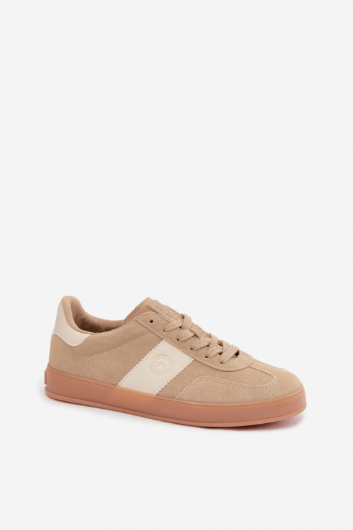 Sneaker für Damen aus Kunstveloursleder Big Star UU274009 in Sandfarbe