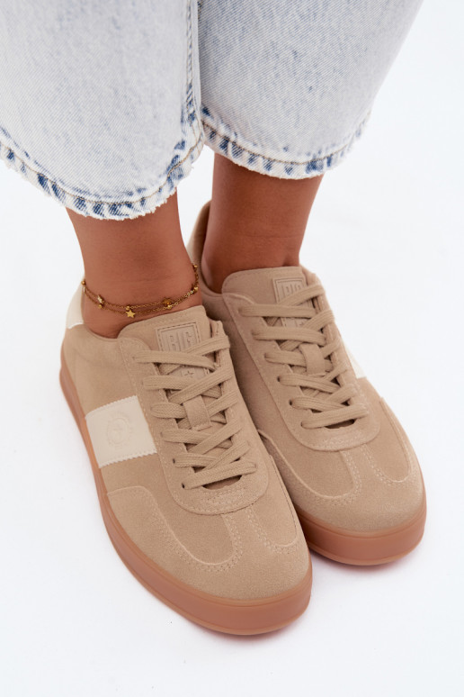 Sneaker für Damen aus Kunstveloursleder Big Star UU274009 in Sandfarbe