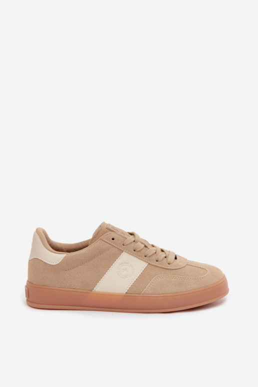 Sneaker für Damen aus Kunstveloursleder Big Star UU274009 in Sandfarbe