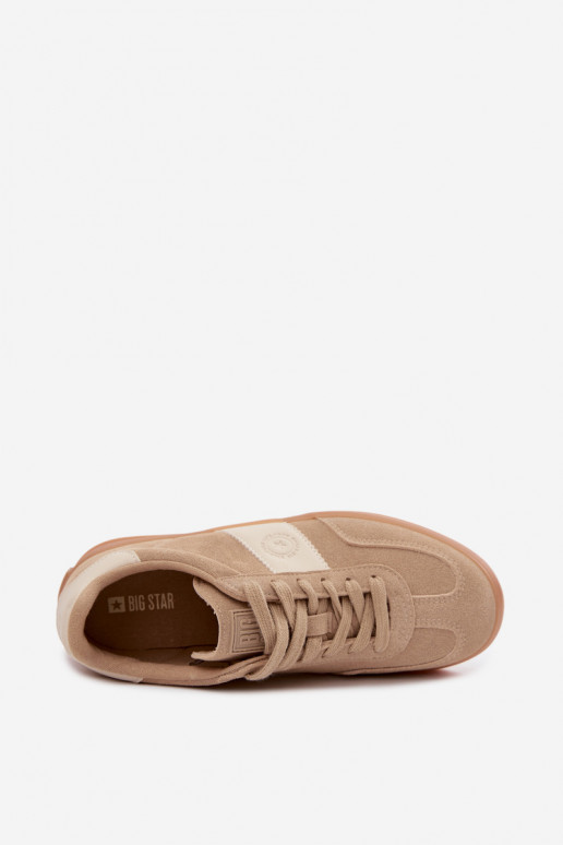 Sneaker für Damen aus Kunstveloursleder Big Star UU274009 in Sandfarbe