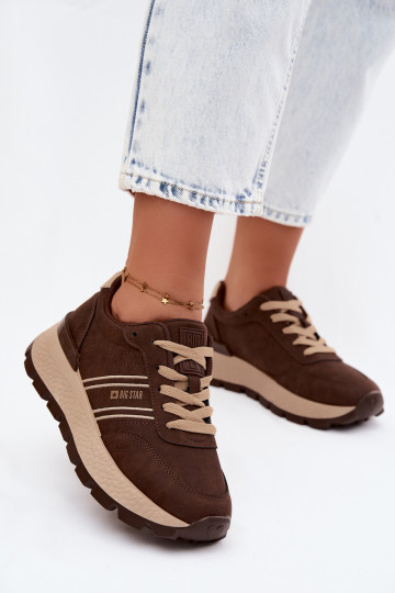 Sneaker für Damen mit Plateau Big Star UU274040 in Schokoladenfarbe 2