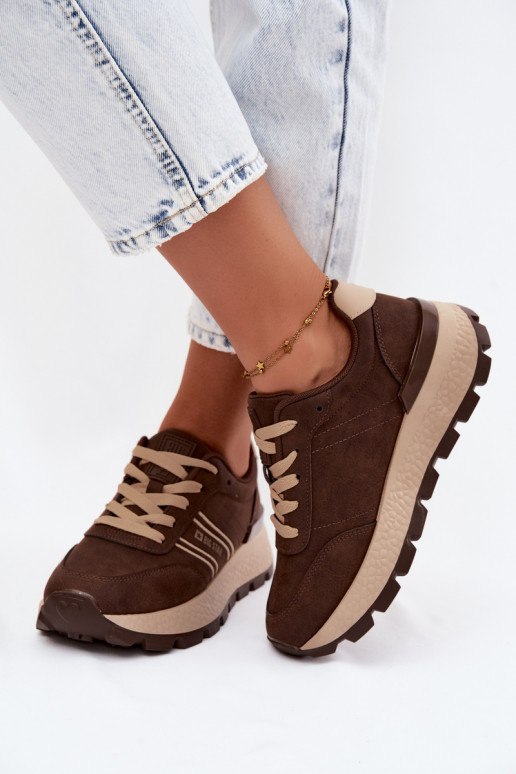 Sneaker für Damen mit Plateau Big Star UU274040 in Schokoladenfarbe