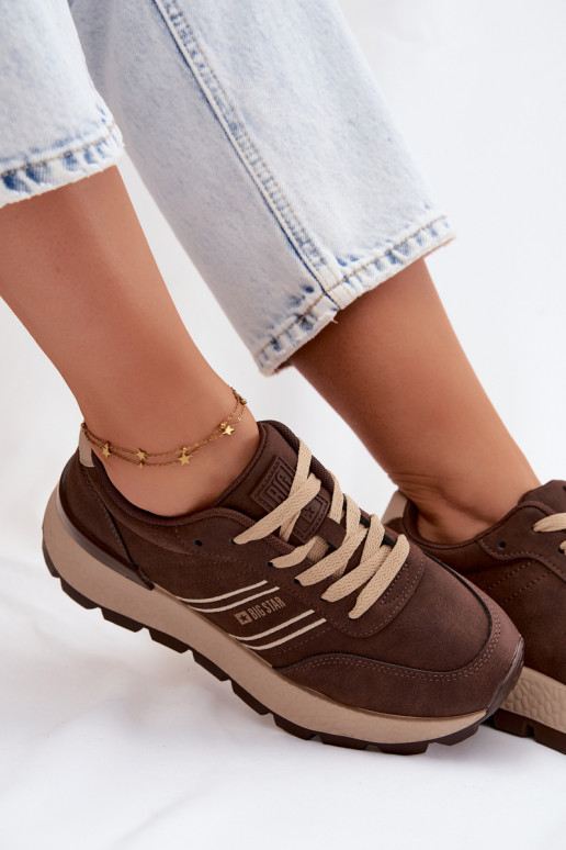 Sneaker für Damen mit Plateau Big Star UU274040 in Schokoladenfarbe