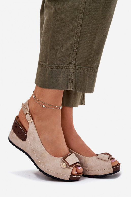 Sand- und goldfarbene leichte Plattformsandalen Comfort Shoes Efravia