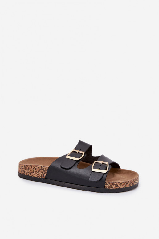 Schwarze Damenschuhe mit Schnallen aus Kunstleder Iskira