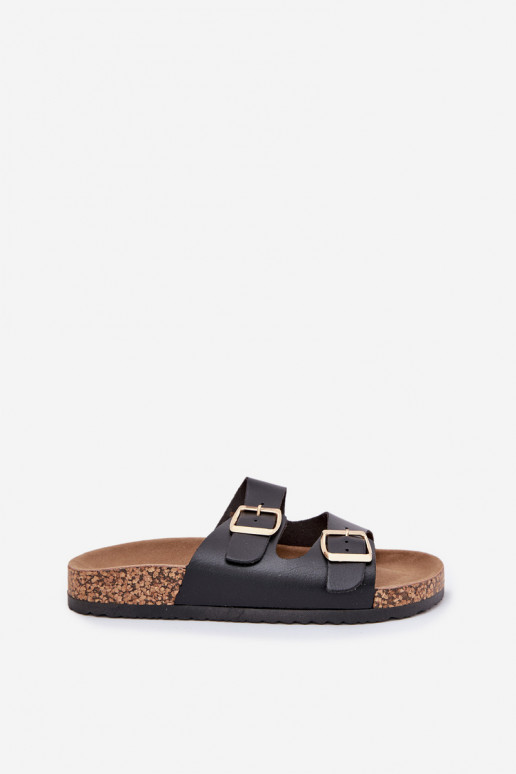 Schwarze Damenschuhe mit Schnallen aus Kunstleder Iskira