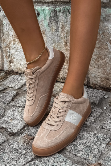 Sneaker für Damen aus Kunstveloursleder Big Star UU274009 in Sandfarbe