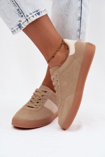 Sneaker für Damen aus Kunstveloursleder Big Star UU274009 in Sandfarbe 2