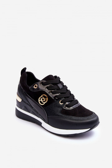 Schnürschuhe für Damen in Schwarz mit Plattform Genova