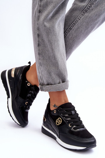 Schnürschuhe für Damen in Schwarz mit Plattform Genova 2