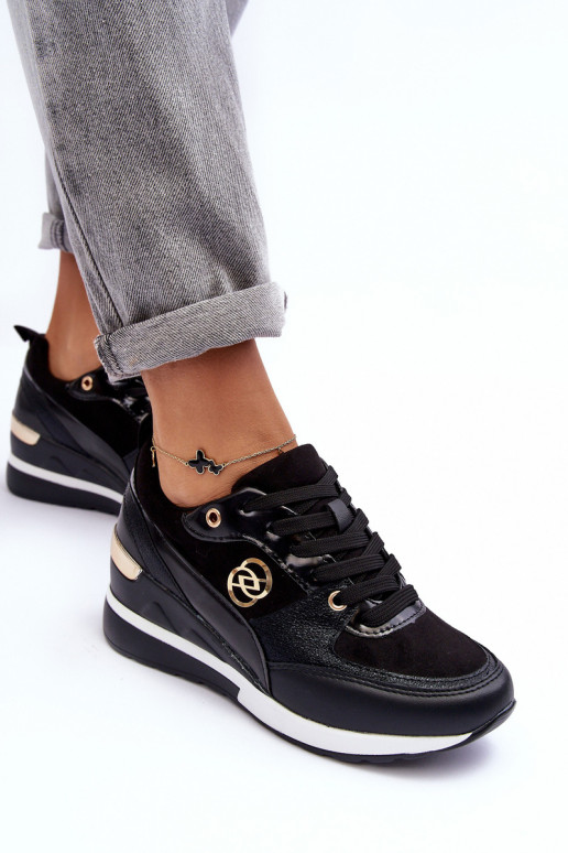 Schnürschuhe für Damen in Schwarz mit Plattform Genova