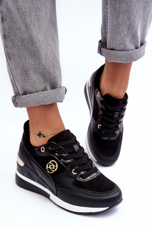 Schnürschuhe für Damen in Schwarz mit Plattform Genova