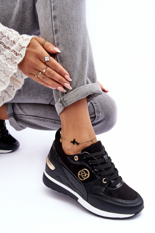 Schnürschuhe für Damen in Schwarz mit Plattform Genova